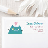 Cute Kawaii Kat Roze Hart Retouradres Etiket (Insitu)