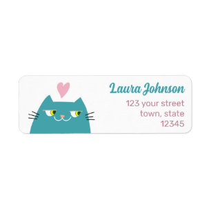 Cute Kawaii Kat Roze Hart Retouradres Etiket