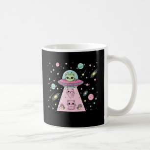 Cute Kawaii Kat UFO Ontvoering Ruimte Melkweg Mok