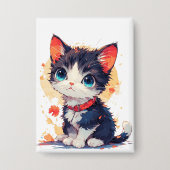 Cute Kawaii Kat voor Kattenliefhebbers Button (Voorkant)