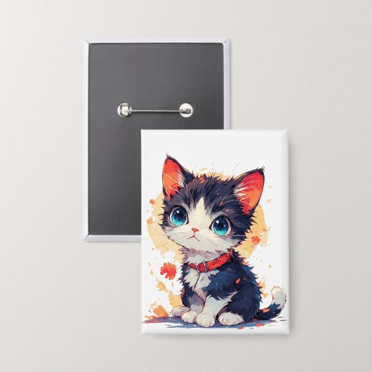 Cute Kawaii Kat voor Kattenliefhebbers Button (Voorkant / Achterkant)
