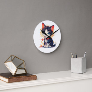 Cute Kawaii Kat voor Kattenliefhebbers, Wandklok