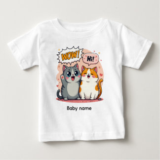 Cute Kawaii Katten Custom Naam Baby Fijne Jersey T