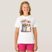 Cute Kawaii Katten Custom Naam Kinderen Basic T-Sh T-shirt (Voorkant volledig)