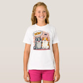 Cute Kawaii Katten Custom Naam Kinderen Basic T-Sh T-shirt (Voorkant volledig)