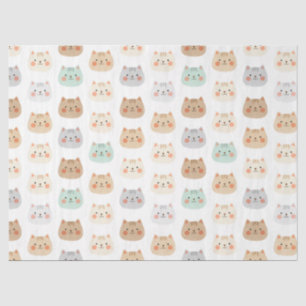 Cute Kawaii Katten Handgetekende Illustraties Past Tissuepapier