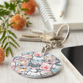 Cute Kawaii Katten in Winter en Snowglobe Sleutelhanger (Zijkant)