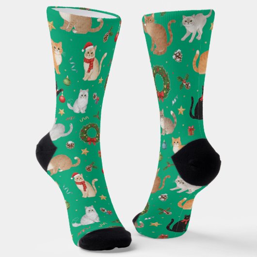 Cute Kawaii Katten & Kerst Decoratie Sokken (Gebogen)