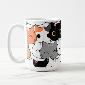 Cute Kawaii Kattengezichtjes Patroon  Koffiemok