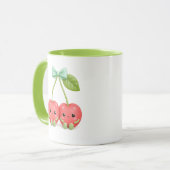 Cute Kawaii Kersen Koppel Koffiemok Mok (Voorkant links)