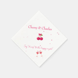 Cute Kawaii Kersen Koppel Roze & Rode Trouw  Servet