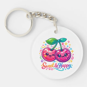 Cute Kawaii Kersen Ronde Sleutelhanger