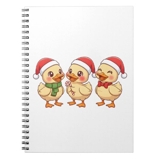 Cute Kawaii Kerst Eenden | Festieve Feestdagen Notitieboek (Voorkant)