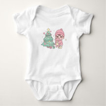 Cute Kawaii Kerst Kind & Teddy Beer Baby Overall