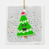 Cute Kawaii kerstboom Cartoon Keramisch Ornament (Achterkant)