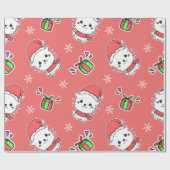 Cute Kawaii-kerstKat Cadeaupapier (Vlak)