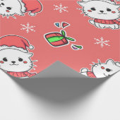 Cute Kawaii-kerstKat Cadeaupapier (Hoek)