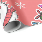 Cute Kawaii-kerstKat Cadeaupapier (Rol Hoek)