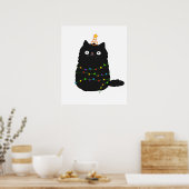 Cute Kawaii-kerstkat Poster (Keuken)