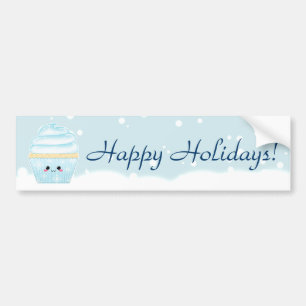 Cute Kawaii Kerstmis Snowflake cupcake Bumpersticker