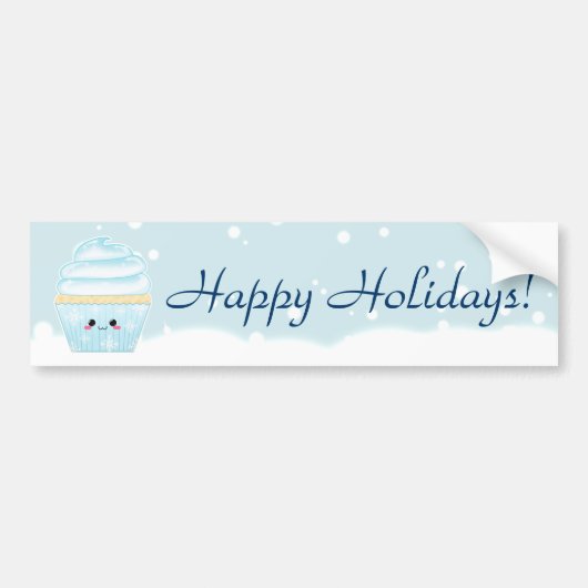Cute Kawaii Kerstmis Snowflake cupcake Bumpersticker (Voorkant)