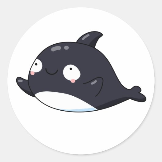 Cute Kawaii Killer Whale Ronde Sticker (Voorkant)
