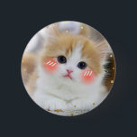 Cute Kawaii Kitten Blush Face Button BadgeButton<br><div class="desc">“Adorable kawaii kitten with big sparkling eyes and cute blush cheeks. Perfect for decorating backpacks,  jackets,  notebooks,  or gifting to cat lovers. Add a touch of cuteness to your everyday life!”</div>