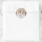 Cute Kawaii Kitten Blush Face Ronde StickerSticker Sticker (Tas)