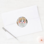 Cute Kawaii Kitten Blush Face Ronde StickerSticker Sticker (Envelop)
