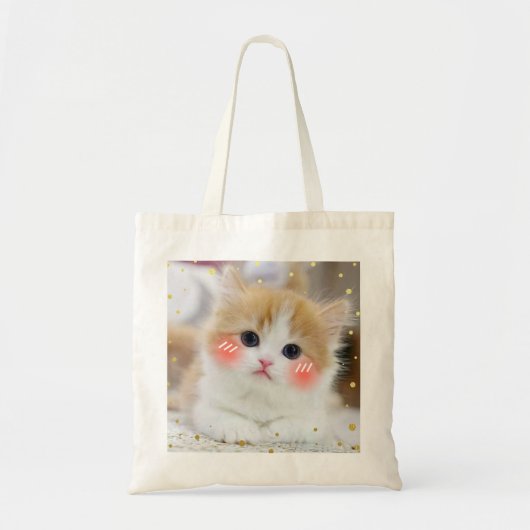 Cute Kawaii Kitten Blush Face Tote Tas (Voorkant)
