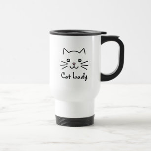 Cute Kawaii Kitten Cat Face Cat Lover Minimalist Reisbeker