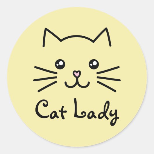 Cute Kawaii Kitten Cat Face Cat Lover Minimalist Ronde Sticker (Voorkant)