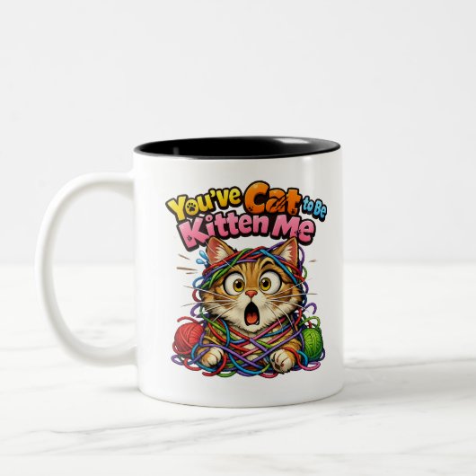 Cute Kawaii Kitten Cat Two-Tone Mug Tweekleurige Koffiemok (Links)