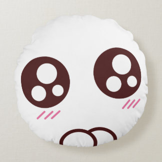 Cute Kawaii kitten emoji Rond Kussen