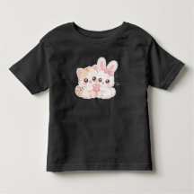 Cute Kawaii Kitten en Bunny Beste Vrienden T-Shirt
