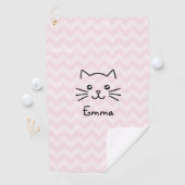 Cute Kawaii Kitten Kat Face met roze hartslag Golfhanddoek (Insitu)