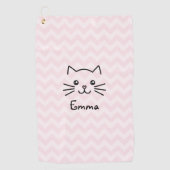 Cute Kawaii Kitten Kat Face met roze hartslag Golfhanddoek (Voorkant)