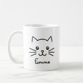 Cute Kawaii Kitten Kat Face met roze hartslag Koffiemok (Links)