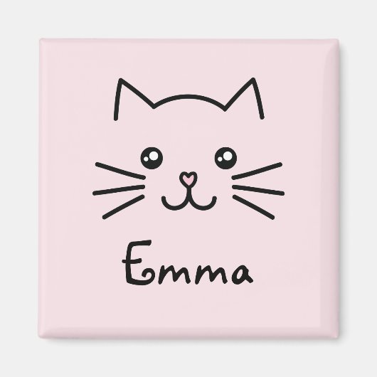Cute Kawaii Kitten Kat Face met roze hartslag Magneet (Voorkant)