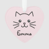 Cute Kawaii Kitten Kat Face met roze hartslag Ornament (voorkant)