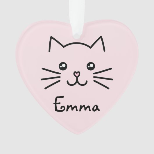 Cute Kawaii Kitten Kat Face met roze hartslag Ornament (voorkant)