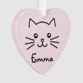 Cute Kawaii Kitten Kat Face met roze hartslag Ornament (voorkant)