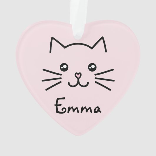 Cute Kawaii Kitten Kat Face met roze hartslag Ornament (achterkant)