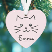 Cute Kawaii Kitten Kat Face met roze hartslag Ornament