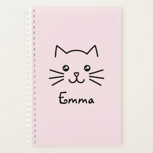 Cute Kawaii Kitten Kat Face met roze hartslag Planner (Voorkant)
