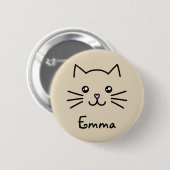Cute Kawaii Kitten Kat Face met roze hartslag Ronde Button 5,7 Cm (Voorkant /achterkant)