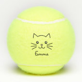 Cute Kawaii Kitten Kat Face met roze hartslag Tennisballen (Achterkant)