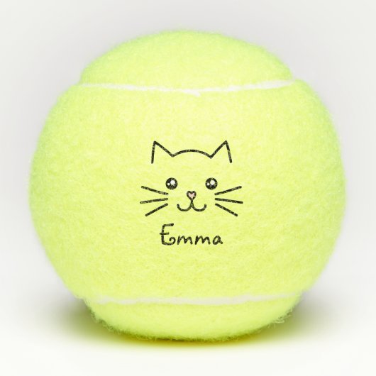 Cute Kawaii Kitten Kat Face met roze hartslag Tennisballen (Voorkant)