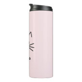 Cute Kawaii Kitten Kat Face met roze hartslag Thermosbeker (Geroteerd rechts)