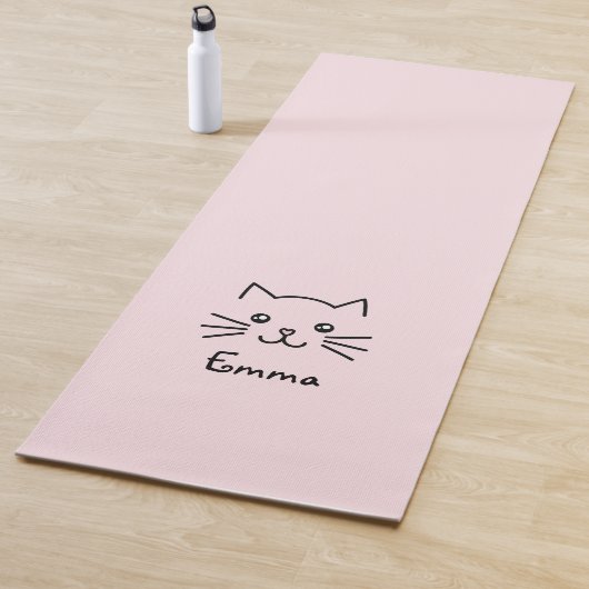 Cute Kawaii Kitten Kat Face met roze hartslag Yogamat (In situ)